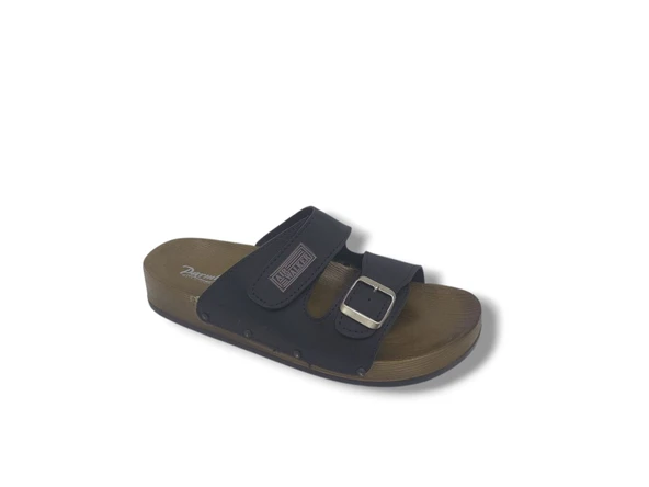 Parmi 606 Erkek Siyah Cırtlı Tokalı Günlük Kullanım Terlik - Resim 4