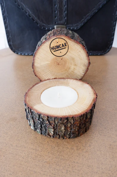 Doğal Meşe Ahşap Mumluk ( 1 Adet ) - 4