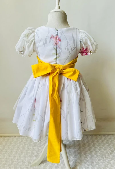 GALA kemeri sarı çiçekli çocuk elbise - 5