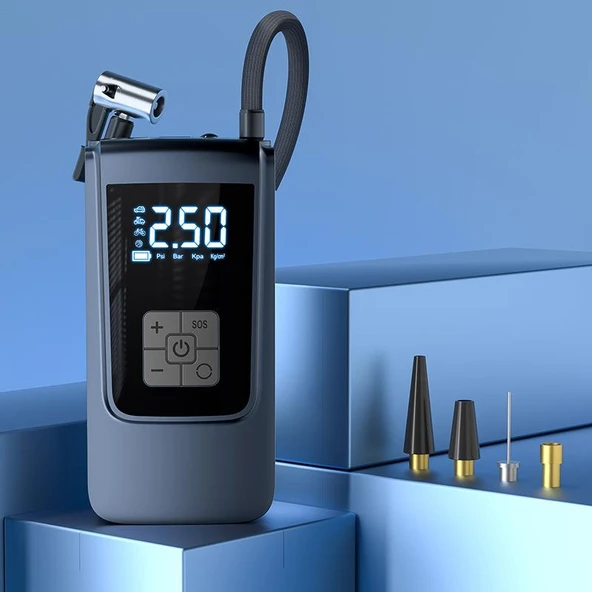 Valkyrie 150PSI 6000mAh Şarjlı Araba Top Bisiklet Hava Pompası LED Akıllı Powerbank - 3