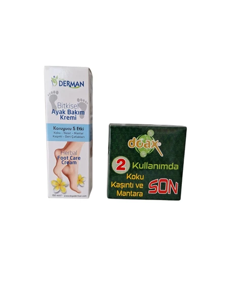 Bitkisel ayak bakım kremi 150 ml +Koku, kaşıntı, mantara son krem 20 ml (koku - nasır - mantar - kaşıntı - deri çatlakları)