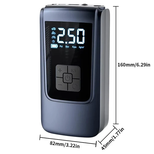 Valkyrie 150PSI 6000mAh Şarjlı Araba Top Bisiklet Hava Pompası LED Akıllı Powerbank - 5