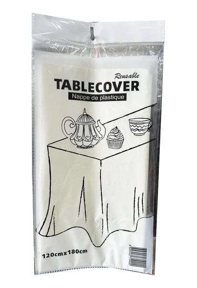 Plastik Naylon Su Geçirmez Parti Piknik Renkli Masa Örtüsü - 120x180 Cm. - Beyaz - 1 Adet - Resim 2