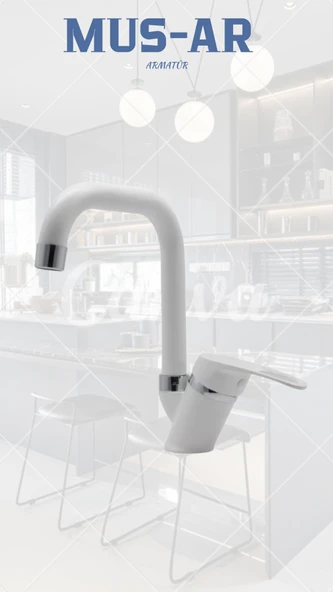 Baston Borulu Beyaz-Krom Lavabo Bataryasi