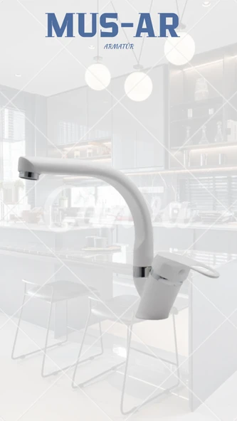 Balıksırtı Borulu Beyaz-Krom Lavabo Bataryasi