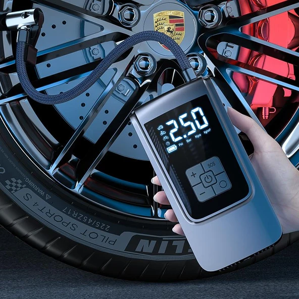 Valkyrie 150PSI 6000mAh Şarjlı Araba Top Bisiklet Hava Pompası LED Akıllı Powerbank - 2