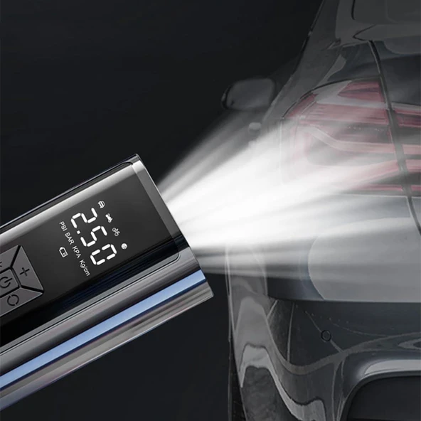 Valkyrie 100W 6000mAh Şarjlı Araba Lastik Hava Pompası LED Işıklı Çok Amaçlı Bisiklet Yatak Top Pompası - 2