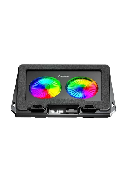 Classone GT102 Gaming Laptop Soğutucu, 2200RPM , Rgb Işıklı , LED Display , Notebook Soğutucu Stand - 2