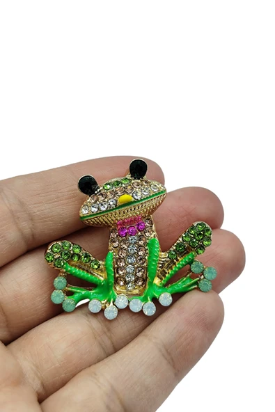Zümrüt Işıltılı Kurbağa Broş ürün görseli 1