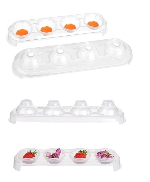 Silikon Tabanlı 4 Bölmeli Şeffaf Buz Kalıbı Yuvarlak Buzluk - 4