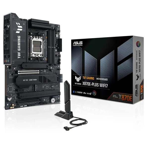 ASUS TUF GAMING X870E-PLUS WIFI7 DDR5 HDMI-DP TYPEC PCIE 5.0 AM5 ATX ürün görseli