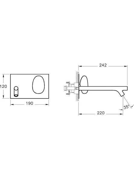 VitrA İstanbul A42231 Ankastre Lavabo Bataryası, Uzun, Sıva Üstü, Krom - 4