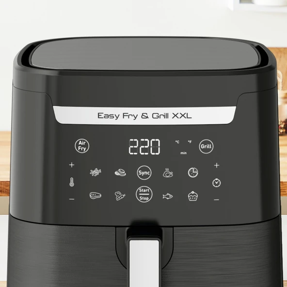 TEFAL EY8018 Easy Fry & Grill & XXL Yağsız Fritöz Airfryer, 6,5 Litre Kapasite, Hava ile Kızartma & Izgara, Siyah – 7211004776 - 3