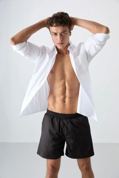 Tommy Lıfe Siyah Hızlı Kuruyan Standart Fit Erkek Deniz Şortu  81237