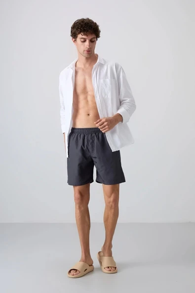 Tommy Lıfe Antrasıt Hızlı Kuruyan Standart Fit Erkek Deniz Şortu -81237 - 1