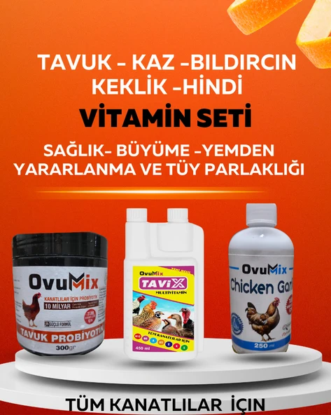 Tavuk -Kaz - Bıldırcın- Keklik -Hindi icin Vitamin Seti ( Saglik -Büyüme-Tüy Parlaklığı için ) Büyük Boy - 1