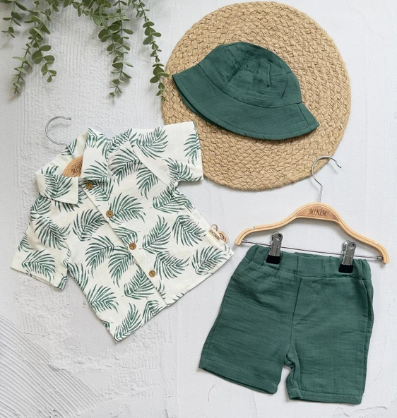 Şapkalı Yaprak Desenli Takım - 5