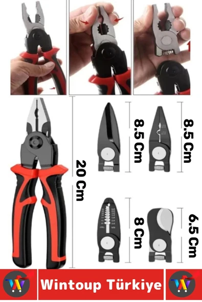 Ergonomik Montaj Bakım Tamir Çok Fonksiyonlu Kolay Yaylı Sistem Kaymaz Tak Çıkar 5 Başlık PENSE SETİ - 2