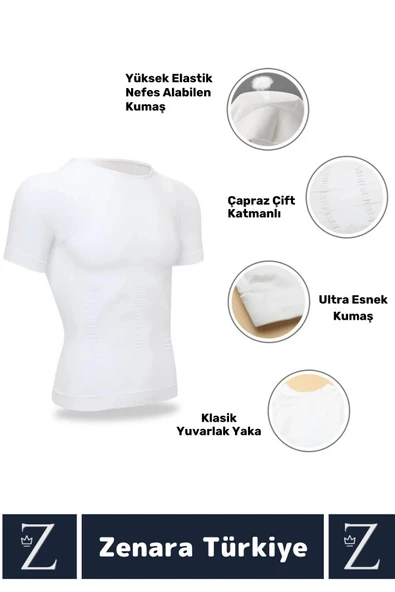 Özel Üretim Jinekomasti Dik Duruş Göğüs Göbek Toparlayan Sıkılaştıran Ultra Esnek Erkek Fanila Korse - Resim 5