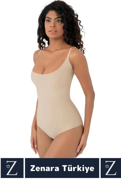 İz İç Göstermez Kaymaz Vücut Sıkılaştıran İncelten Toparlayan LAZER KESİM Gögüs Destekli Body Korse - Resim 3