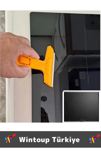 Ergonomik Keskin Çok Amaçlı Yer Buz Cam İnşaat Kalıntı Silikon Tortu Kazıyıcı 2 Yedek Bıçak Hediyeli - 2