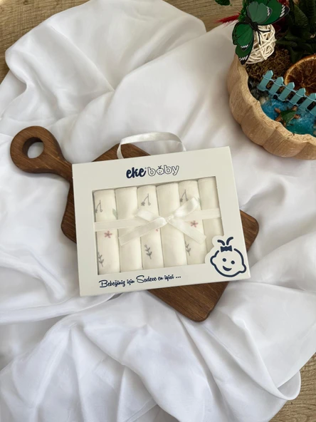 Penye Desenli, Kutulu Bebek Ağız Mendili , %100 Pamuklu , 6'lı 20x20 cm - 10