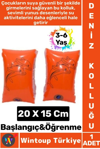 Dayanıklı Yüzme Başlangıç Öğrenme 3-6 Yaş Sevimli Yunus Desenli Havuz Yüzme ÇOCUK DENİZ KOLLUĞU - 1