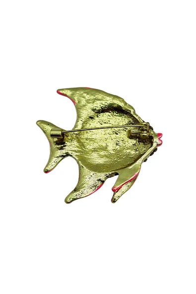 Mercan Işıltılı Pembe Balık Broş - 4