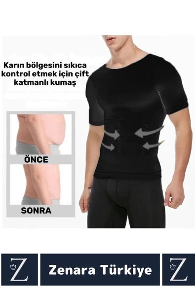 Özel Üretim Jinekomasti Dik Duruş Göğüs Göbek Toparlayan Sıkılaştıran Ultra Esnek Erkek Fanila Korse - 6
