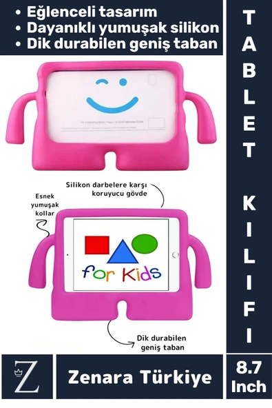 Apple Samsung Uyumlu Geniş Tabanlı Yumuşak Tutacaklı Tam Koruma Silikon Çocuk Tablet Kılıfı 8.7 Inch ürün görseli