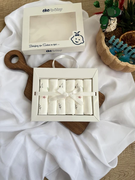 Penye Desenli, Kutulu Bebek Ağız Mendili , %100 Pamuklu , 6'lı 20x20 cm - 11