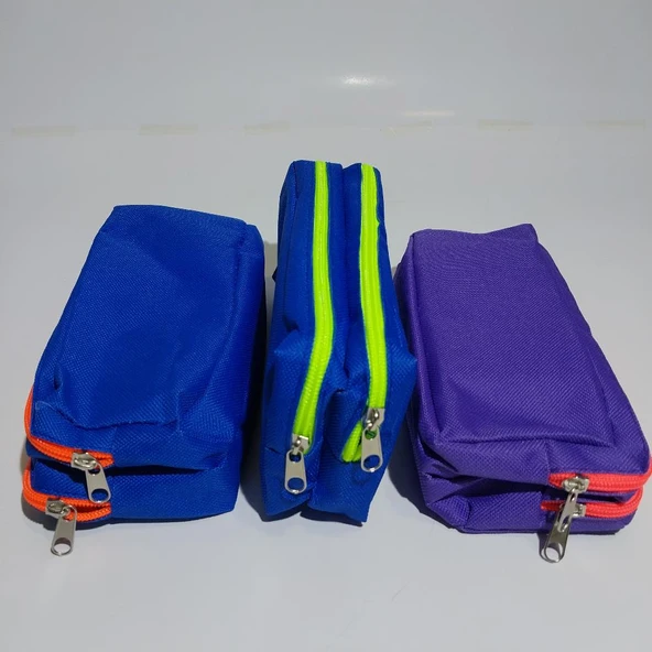 Bafix Kalem Çantası Çift Gözlü Kalem Kutusu Kalemlik (Karışık Renk 1 Adet) - 2