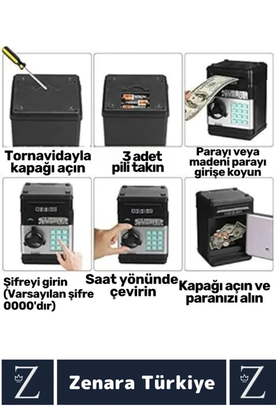 Yüksek Kaliteli Dekoratif Değiştirilebilir Şifreli Sesli Işıklı Uyarı Kağıt Madeni Para ATM KUMBARA - 5
