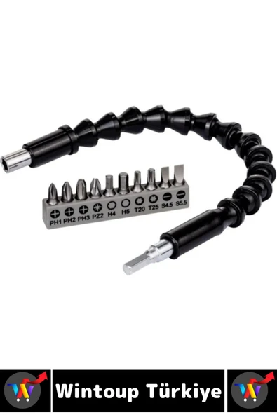 Kompakt Tamir Vidalama Montaj Elektrikli Matkap Tornavida 360 Derece Şaftlı ESNEK TORNAVİDA UCU SETİ - 6