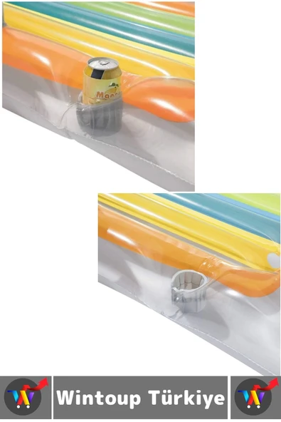 Dayanıklı Yüzme Havuz Deniz Keyif İçecek Koyma Yeri Koltuklu Tasarım Şişme Lüks Şeffaf DENİZ YATAĞI - 4