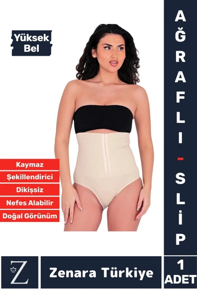 Gündelik Doğal Görünüm Vücut Beden Küçülten Toparlayan Yüksek Bel Ağraflı Slip Korseli TAYT