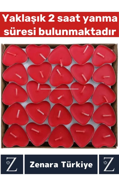Dekoratif Ambians Sevgililer Günü Yıldönümü Gece Özel Gün Süslemesi 50 Adet KIRMIZI KALPLİ MUM - 2