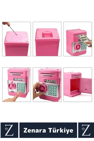 Yüksek Kaliteli Dekoratif Değiştirilebilir Şifreli Sesli Işıklı Uyarı Kağıt Madeni Para ATM KUMBARA - 2