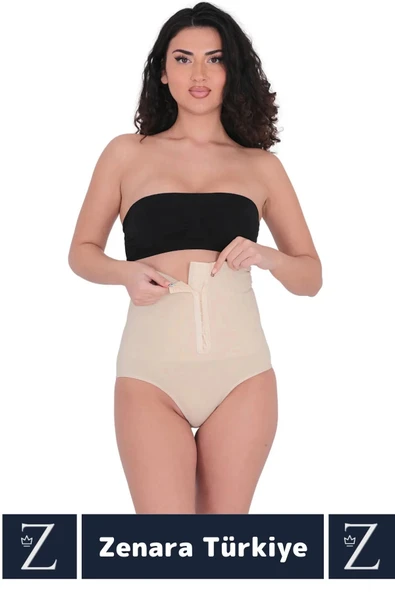 Gündelik Doğal Görünüm Vücut Beden Küçülten Toparlayan Yüksek Bel Ağraflı Slip Korseli TAYT - 2