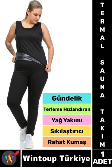 Günlük Spor Kullanım Terleme Hızlandıran Rahat Destekleyici TERMAL SAUNA TAYT ATLET TAKIM