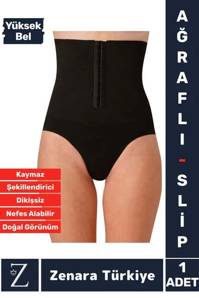 Gündelik Doğal Görünüm Vücut Beden Küçülten Toparlayan Yüksek Bel Ağraflı Slip Korseli TAYT ürün görseli