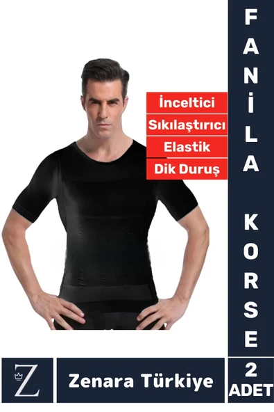 Jinekomasti Dik Duruş Göğüs Göbek Toparlayan Sıkılaştıran Ultra Esnek Erkek Fanila Korse 2 Adet ürün görseli