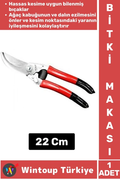 Premium Ergonomik Keskin Yaylı Ağaç Bitki Çiçek Bağ Budama Makası 22 Cm