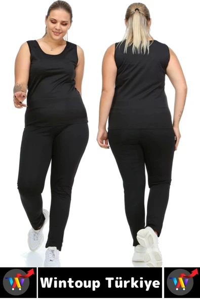 Günlük Spor Kullanım Terleme Hızlandıran Rahat Destekleyici TERMAL SAUNA TAYT ATLET TAKIM - 2