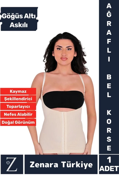 Günldelik Vücut Şekillendiren Beden Küçülten Toparlayan Gögüs Altı Askılı Ağraflı Bel Korse ürün görseli