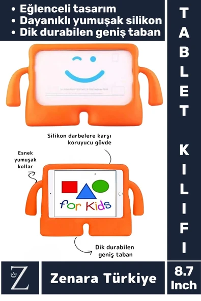 Apple Samsung Uyumlu Geniş Tabanlı Yumuşak Tutacaklı Tam Koruma Silikon Çocuk Tablet Kılıfı 8.7 Inch ürün görseli
