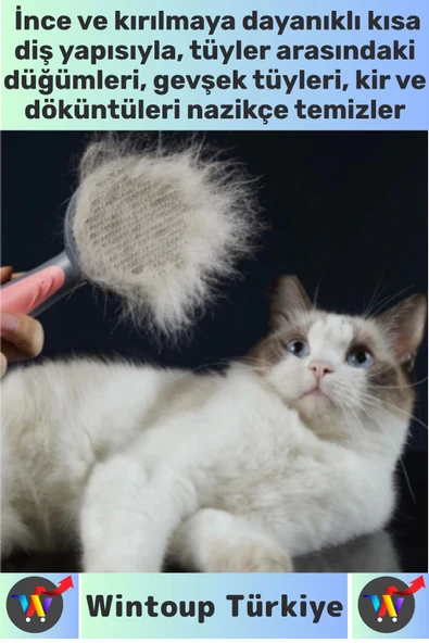 Ergonomik Kaymaz Uzun Kısa Tüy Tüm Irklar İçin Kendini Temizleyen Otomatik Tuşlu KEDİ KÖPEK TARAĞI - 2