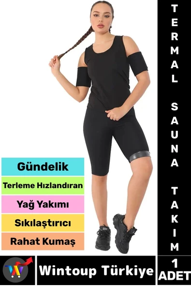 Günlük Spor Kullanım Terleme Hızlandıran Rahat Destekleyici TERMAL SAUNA ŞORT ATLET TAKIM