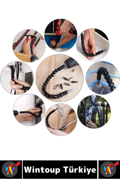 Kompakt Tamir Vidalama Montaj Elektrikli Matkap Tornavida 360 Derece Şaftlı ESNEK TORNAVİDA UCU SETİ - 2