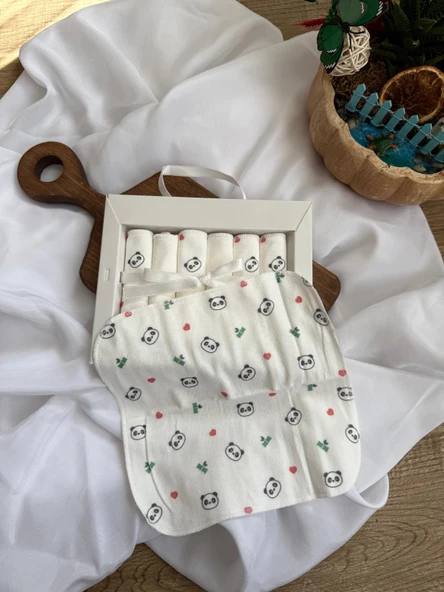Penye Desenli, Kutulu Bebek Ağız Mendili , %100 Pamuklu , 6'lı 20x20 cm - 3